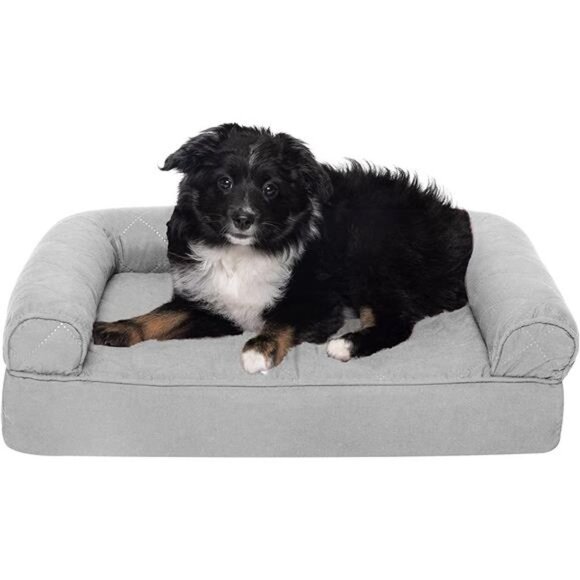 Quilted Sofa-Style Egg Crate Orthopedic Foam Dog Bed - Silver Gray, Small - Picture 1 of 5
